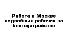 Работа в Москве подсобных рабочих на благоустройстве